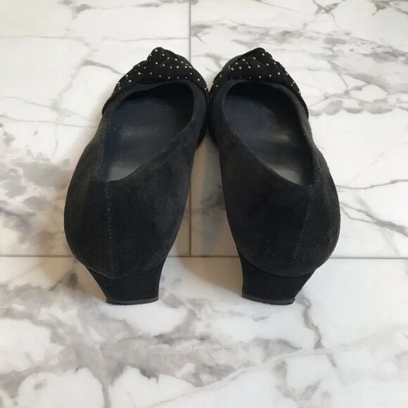 Stuart Weitzman Dotson Black Suede Wedge Heels Narrow Size 8 - Picture 5 of 10